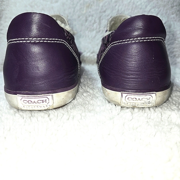 COACH Sherpa- Sz 8.5 Purple Logo Slip-On Sneaker- Shimmery w/Plenty of Life Left - Picture 4 of 9